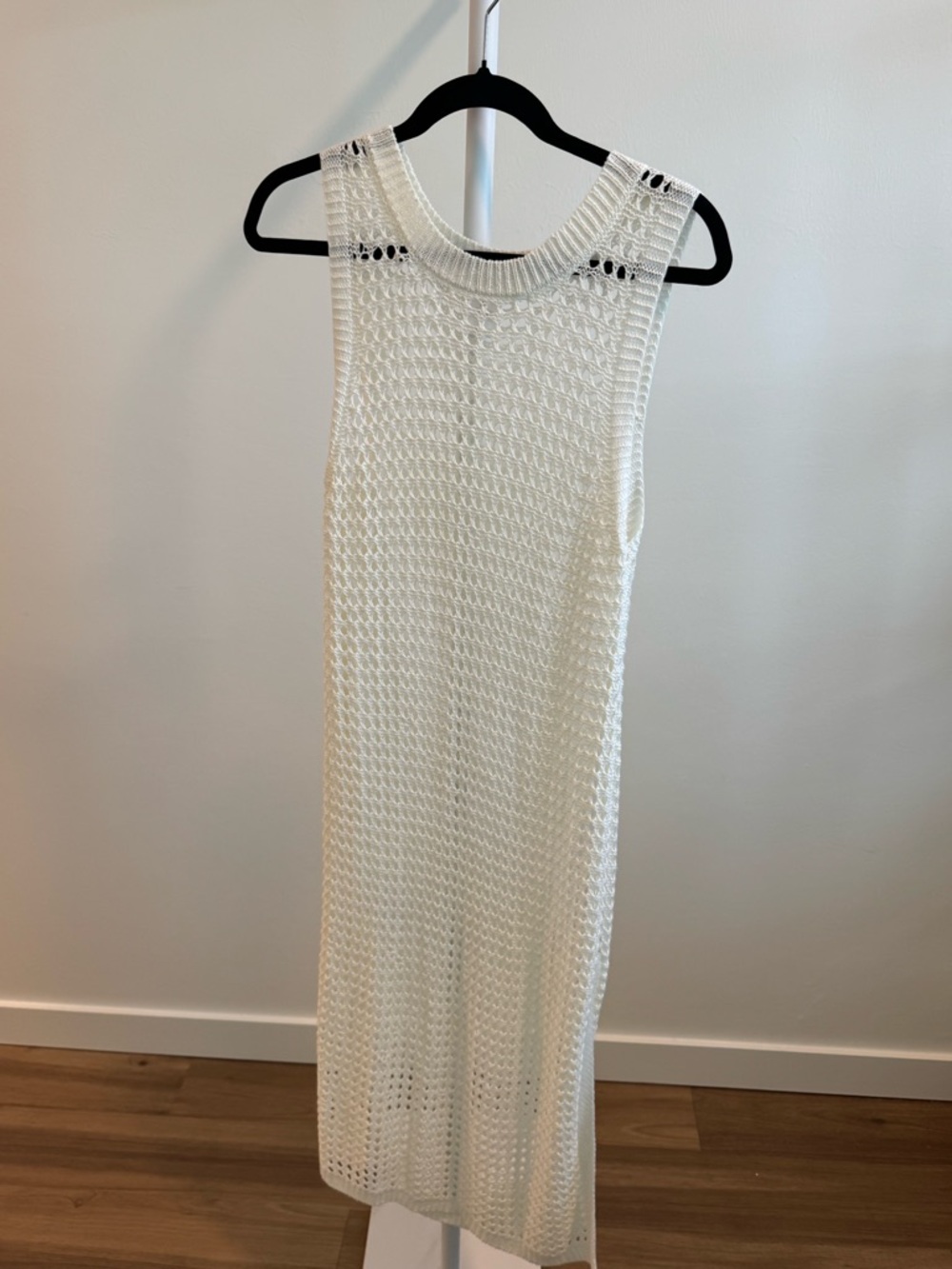 Sleeveless White Knit Midi Dress - Lightweight Summer Style Womens size XL